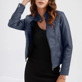 Crop Long Sleeve Pocket Ins Solid Standing Collar Formal Business Slim WomenAutumn Blazer Coat Jacket
